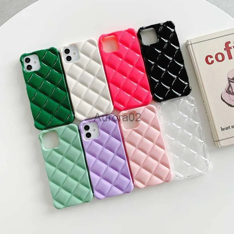 Mobiltelefonfodral Fashion Rhombic Pattern Candy Color for iPhone 13 Pro Max 12 11 X XR XS XSMAX 6 7 8 SE Frosted Cover Mobile Case Shell 240219