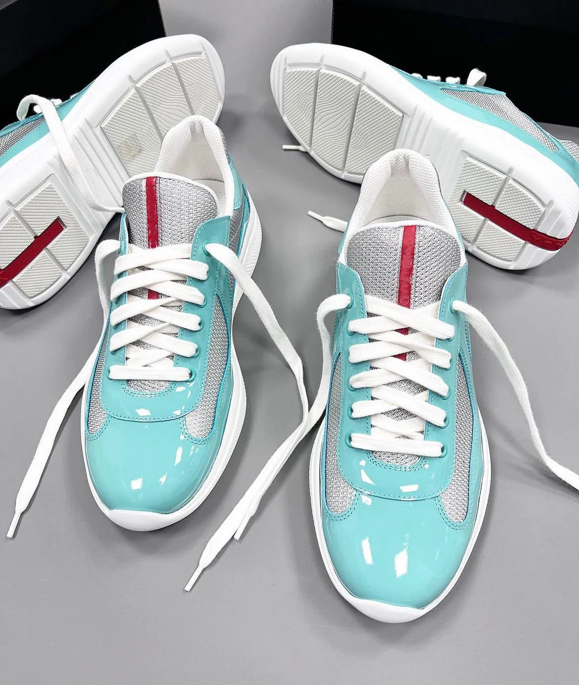 Luxe 2024 Ontwerp Heren America Cup Sneakers Schoenen Lage rubberen zool Mesh Stof Lakleer Heren Trainers Dagelijks dragen Skateboard Wandelen EU38-46