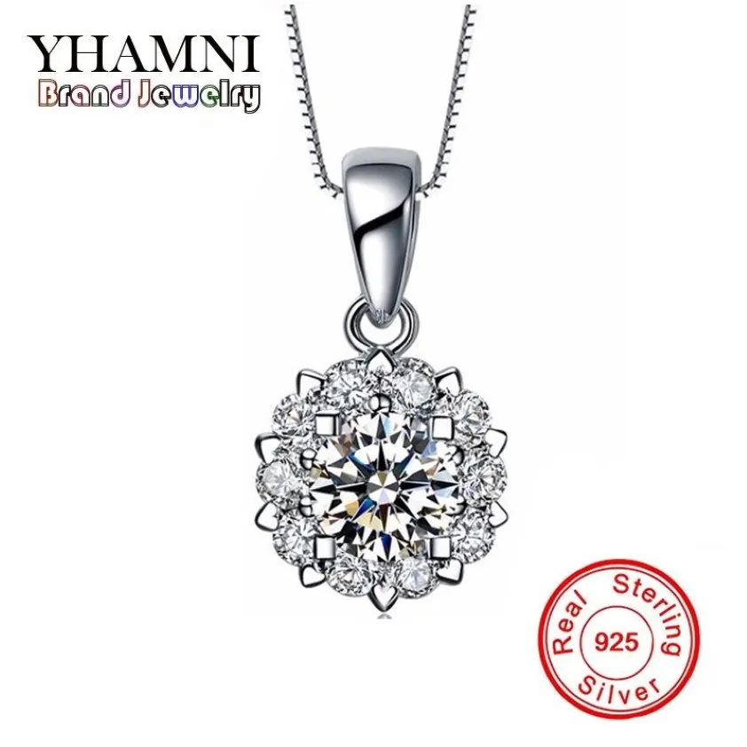Yhamni luksus 925 Srebrny wisiorek Naszyjnik Najwyższa jakość CZ Diament dla kobiet Naszyjnik ślubny Srebrna biżuteria N021315N