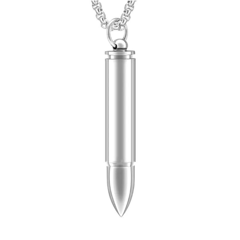 Bullet Pendant Necklace Cremation Jewelry Souvenir Ashes Urn för att lagra en liten mängd minnesartiklar233g