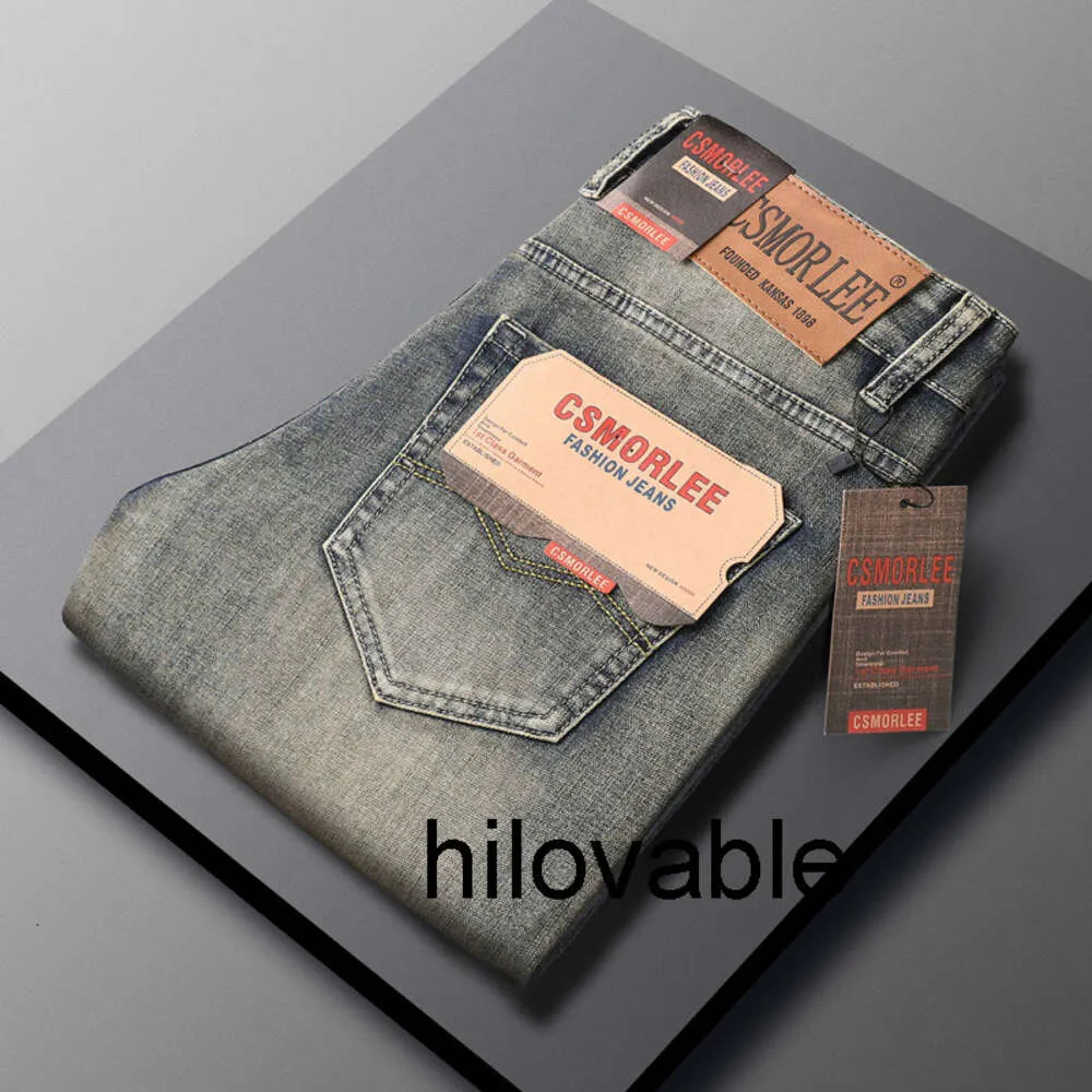 Moda hilovable Primavera e Autunno Jeans Europei Uomo Giallo Fango Industria Pesante Tubo Dritto Pantaloni Lunghi da Uomo Versatili Retro Larghi