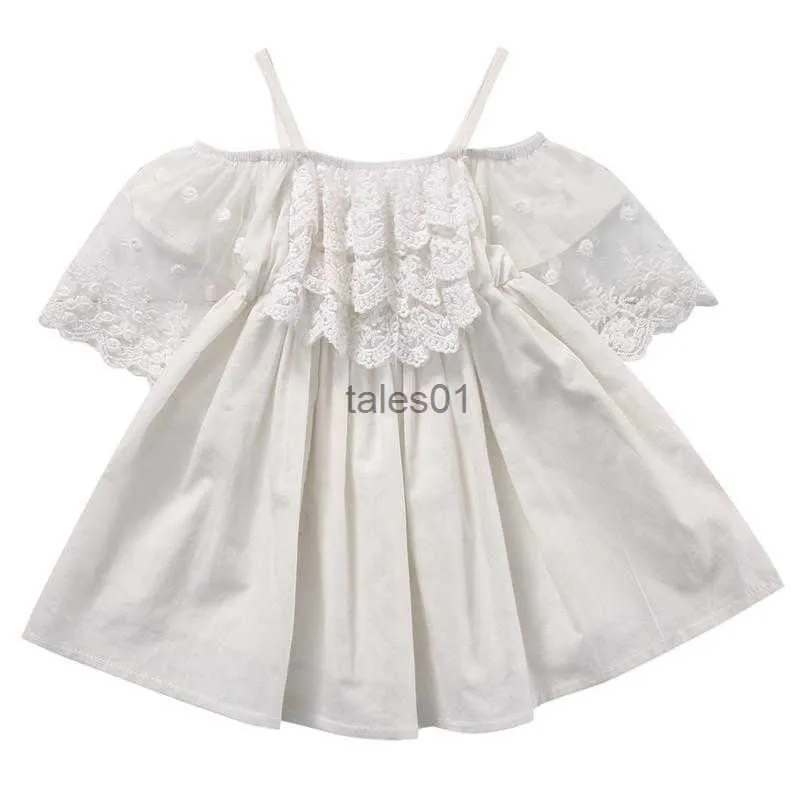 Kvinnors badkläder Småbarnflickor till försäljning Summer Holiday Dress Off Shoulder Lace Floral Princess Kids 2-7y Loose Sundress Cover Ups Swi 240226