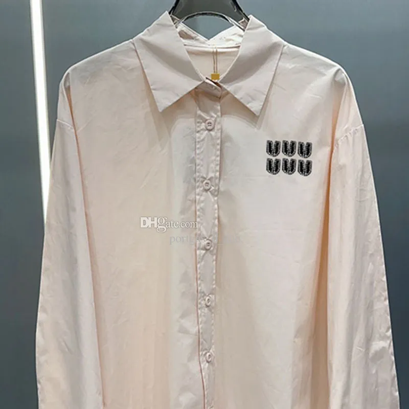 Letras Mujer Blusa Camisa Tops Diseñador de lujo Blusas de manga larga Cuello de solapa Camisas de color sólido