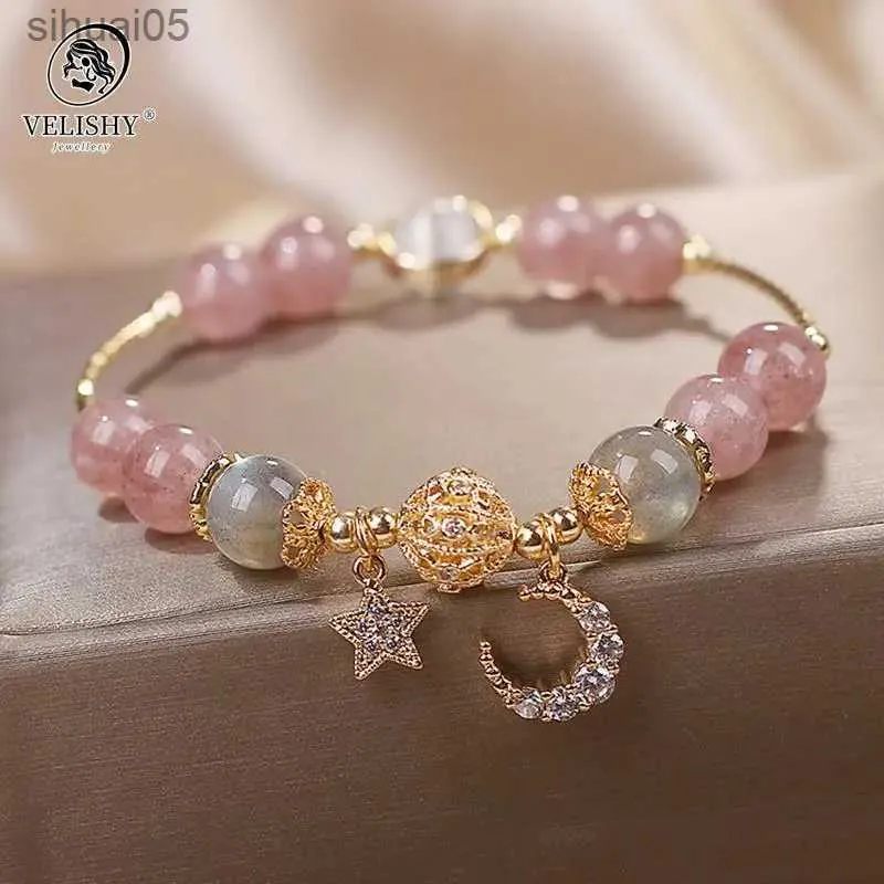 Beaded Unique Fashion Firecracker Crystal Beaded Bracelet Friendship Glass Bracelets for Girls Star Moon Cloud Flower Jewelry YQ240226