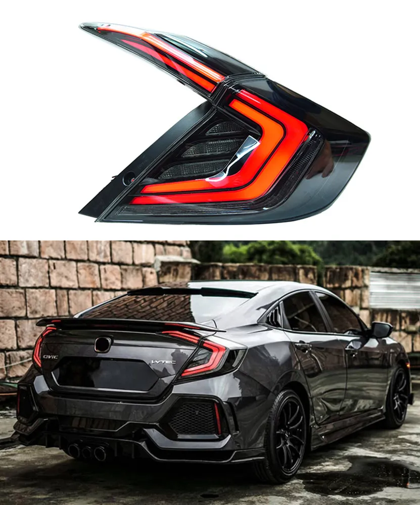 Honda Civic x G10 Car Taillight 2016-2021 후면 브레이크 역전 자동차 액세서리의 LED 회전 신호 테일 램프