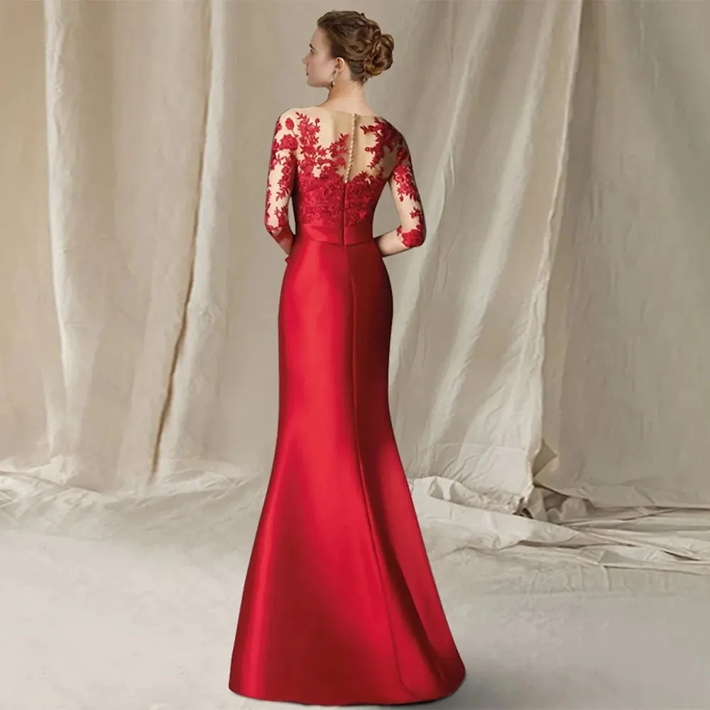 red mother of the bride dresses Ever-Pretty Open Long Lantern Sleeve Mother of the Bride Dress main image 1