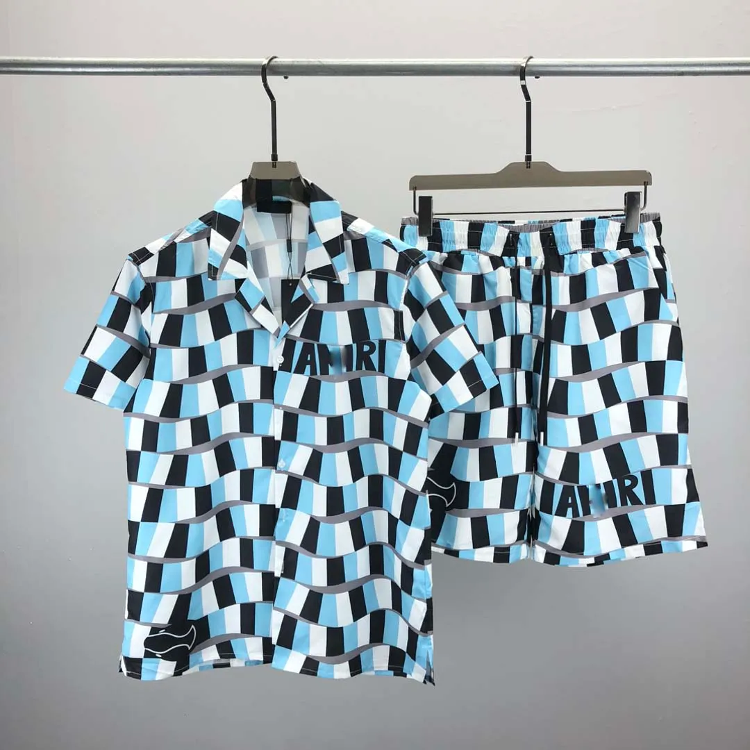 トラックスーツセットファッションハワイのデザイナーメンカジュアルシャツセット花レター3Dプリント夏の海辺のホリデービーチシャツスーツ008