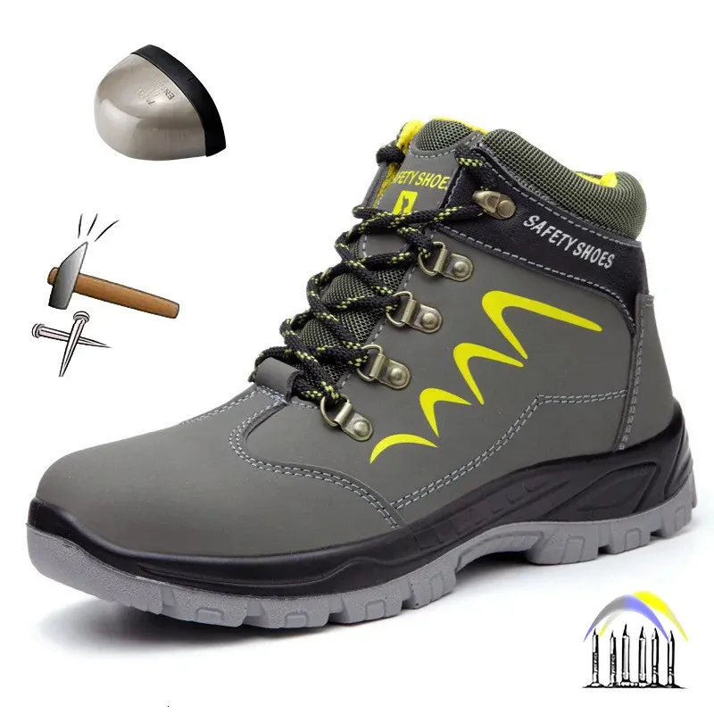 Scarpe di sicurezza per uomini indistruttibili in alto che costruiscono stivali da lavoro in acciaio traspirato in acciaio non slittamento botas per uomo scarpe da uomo 240220