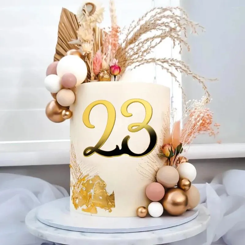 Товары для вечеринок 0-9 цифр, золотой акрил, Топпер для торта «С Днем Рождения», инструменты для украшения, аксессуары, юбилейные топперы