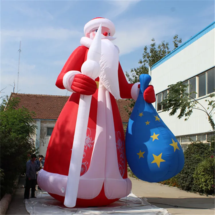 卸売5mの高さの巨大なインフレータブルバルーンサンタと、外部のインフレータブルクリスマスイベントの装飾用のLEDストリップ