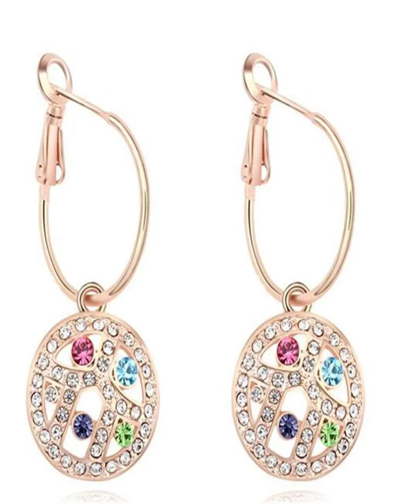 Luxury Noblest Rhinestone Crystal Dangle Earrings For Women 18K Champagne Gold Plated Drop Earrings Prom Jewelry 126787467631