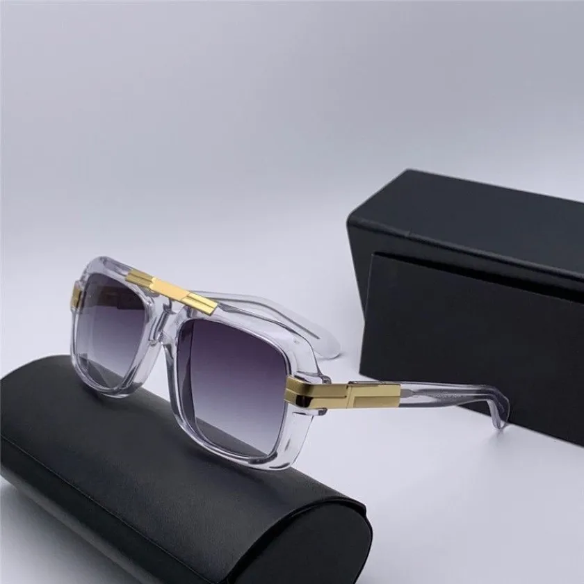 Vintage Square Solglasögon Legends 663 Crystal Gold Grey Gradient Sonnenbrille Mens Solglasögon Glas nya med Box2481