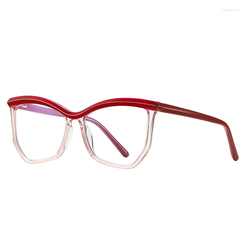 サングラスフレーム54mmレトロファッションアンチブルーライトキャットアイグラス女性向けTR90高品質のクリアレンズトレンド眼鏡2161