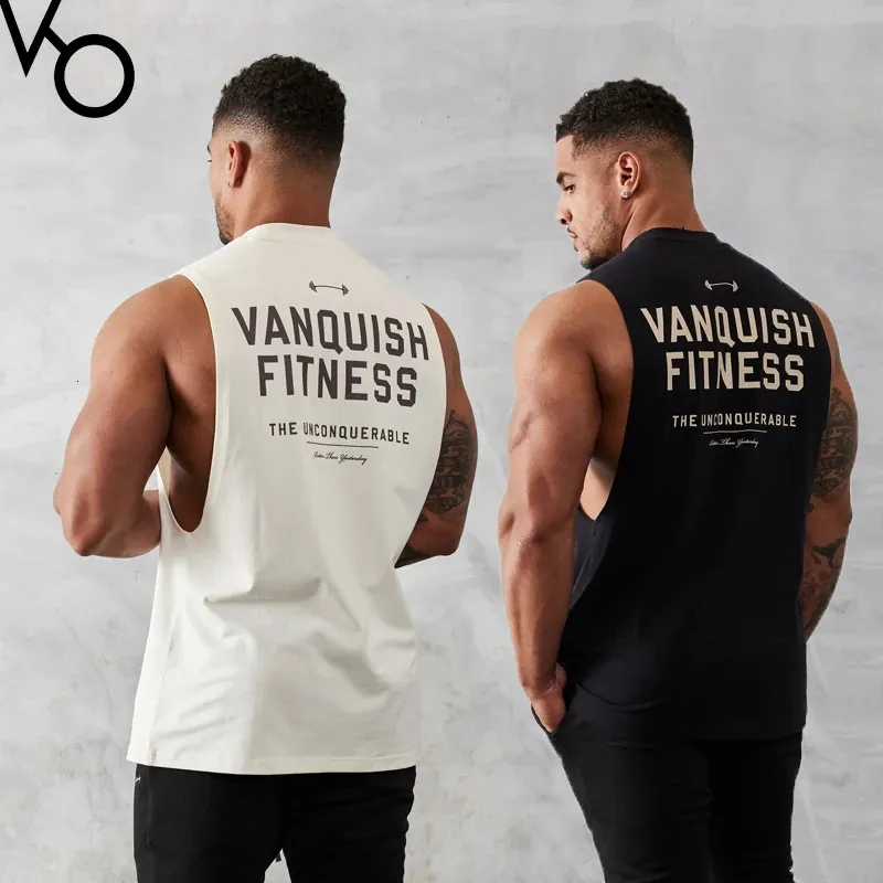 JOGGER Gym Running Training Clothing Vest Top Summer Mens Tank Top Sports Fitness Cotton Round Neck Sleeveless T-Shirt 240219