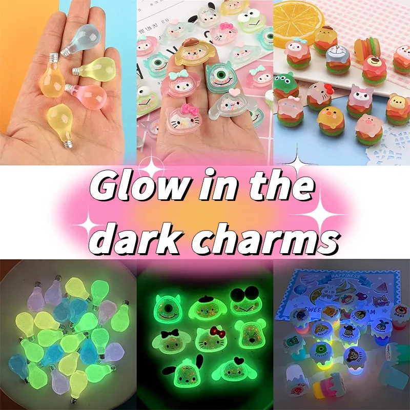 Kettingen Hars Lichtgevende Cartoon Mini Speelgoed Miniatuur Diy Accessoire Ambacht voor Sieraden Charme Hanger Supply Glow in the Dark Art Decoratie