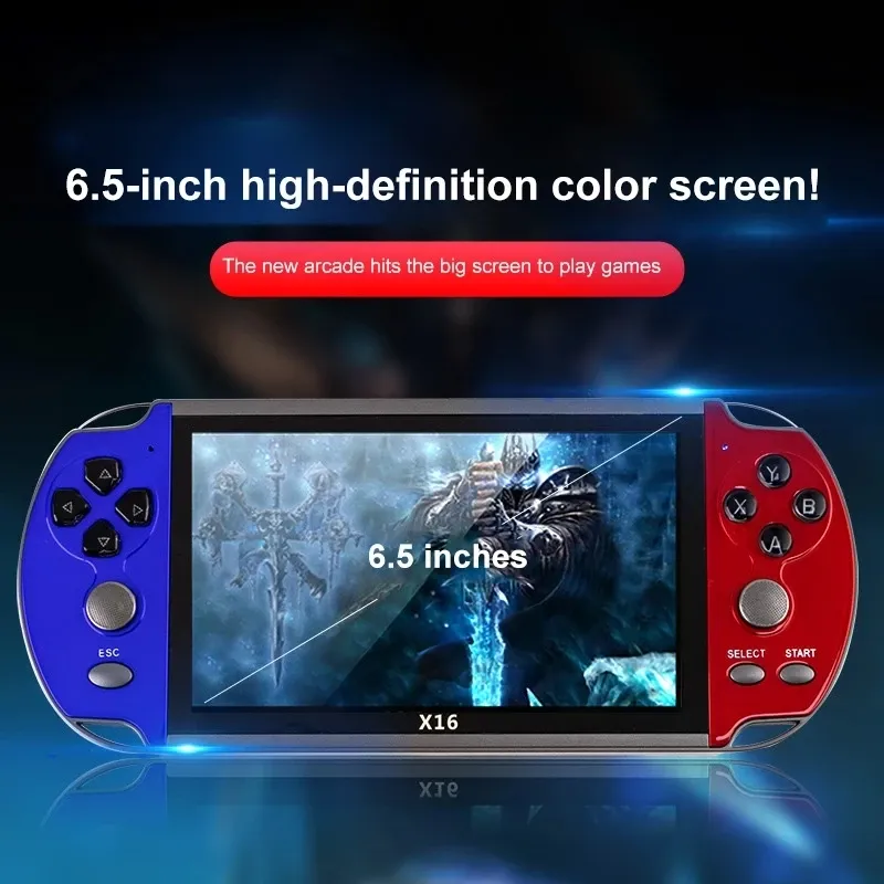 Consoles Retro Handheld Game Console 6.5 Inch Display 8GB Pocket Portable X16 Game Console With Builtin 6800 Classic Games