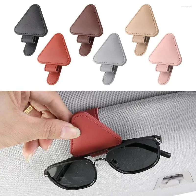 Interiörstillbehör Universal bil Sun Visor Clip Solglasögon Holder Glasögon Gelglasbiljett Läder Microsoft Mount HA L8Q7