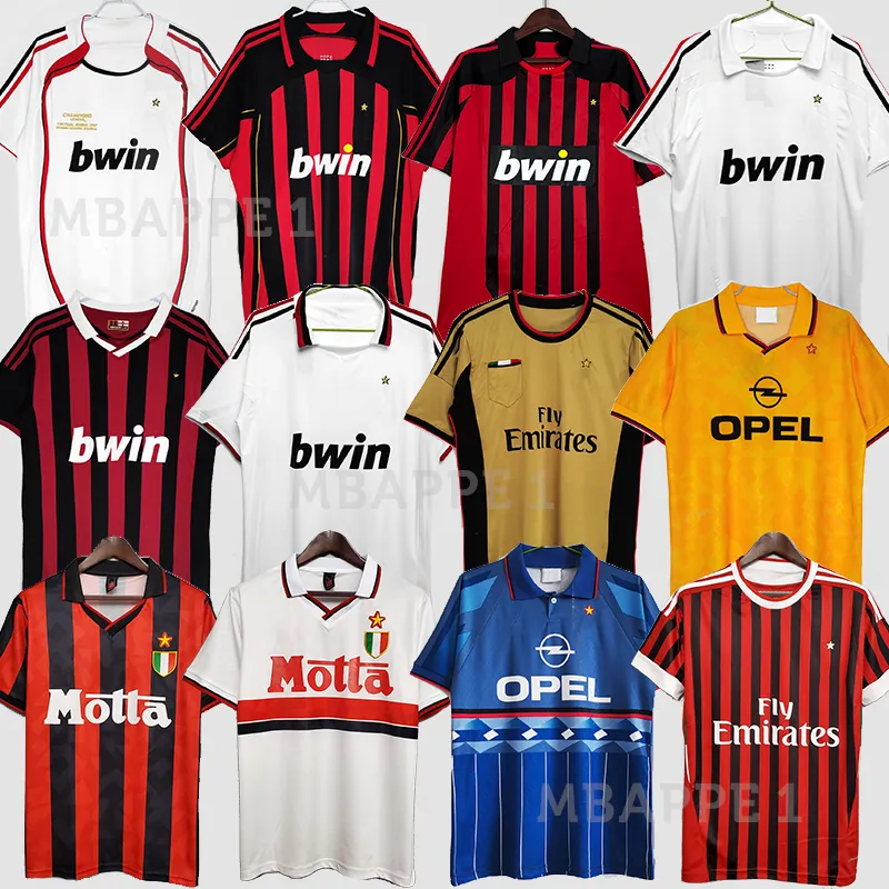 Retro-Fußballtrikots 93 94 95 96 97 98 Kaka Baggio Maldini VAN BASTEN Pirlo Inzaghi Gullit Shevchenko Vintage-Shirt Klassisches Fußballtrikot 06 07 08 09 10 12 13 14