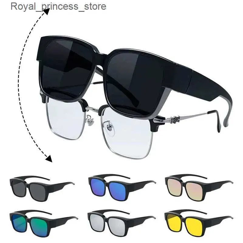 Solglasögon 2023 Nya modepolariserade solglasögon täcker över myopia recept glasögon bärbara män kvinnor vintage fiske kör glasögon q240226