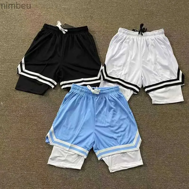 Men's Shorts Men Slit Shorts Basketball Pants Sports Fitness Skinny Sweatpant Slim US Quick Dry Gym Elastic Sportswear Black White Blue 240226