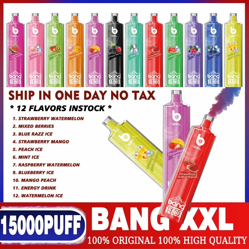 Bang XXL 15000 Puffs E Cigarette Starter Kit Disposable Vape Pen 650mAh  25ml Prefilled Pods Cartridges Portable Vaporizers Bang vapes puff 15k 20000