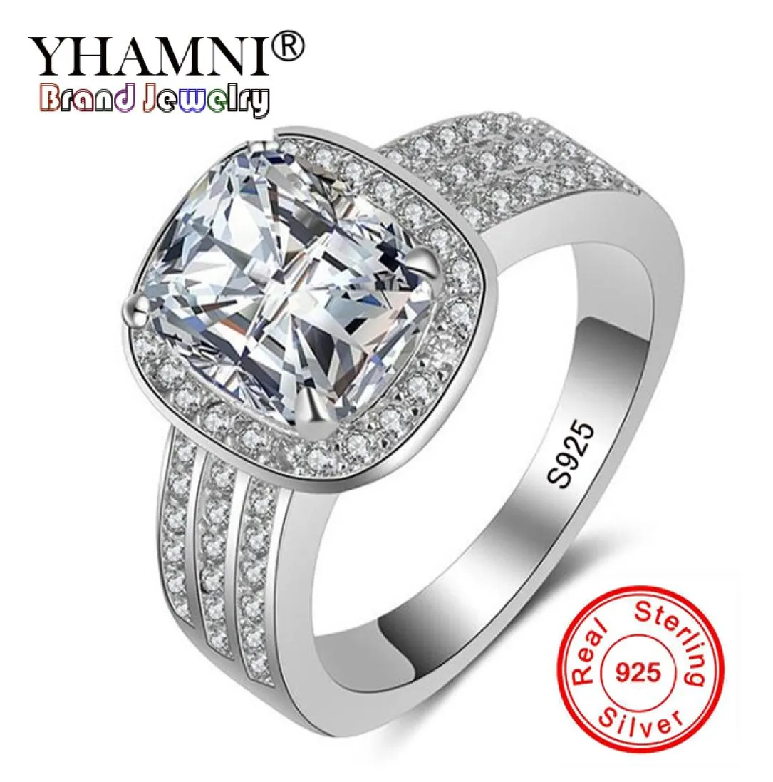 Yhamni Fine Jewelry Womens Wedding Silver 925リングビッグCZダイヤモンドクリスタルエンゲージメントリング女性ギフトTR0119899330