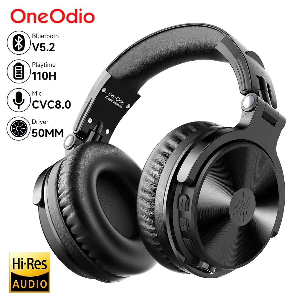 Cuffie Oneodio Cuffie wireless Bluetooth con microfono 110 ore HiRes Over Ear Bluetooth 5.2 Auricolare Auricolare per telefono PC Sport