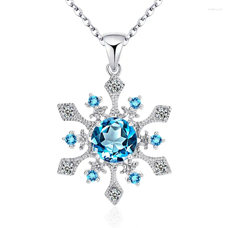 Pingentes céu azul pedra preciosa neve colares para mulher s925 sterling sliver romântico presente de casamento jóias dos namorados