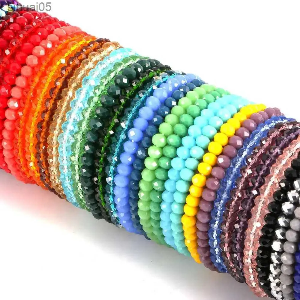 Pärlstav 1st mode färgglada 4x6mm glas kristallpärlade armband femmel handgjorda armband för kvinnor flickor längd 18 cm yq240226