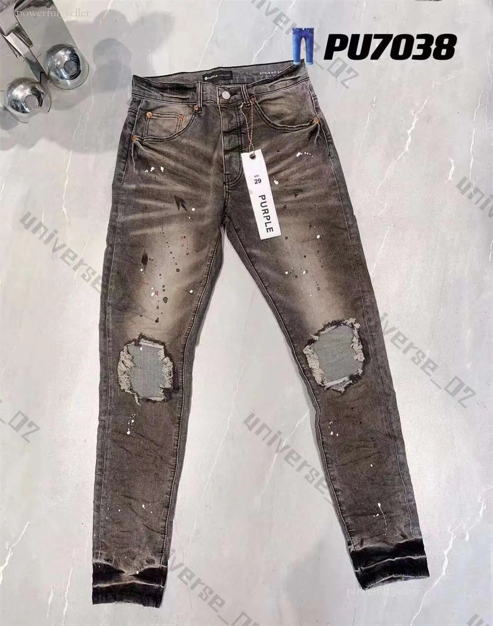 2024ss Nouveaux hommes violet jeans designer jeans mode en détresse déchiré motards femmes denim cargo pour hommes pantalons noirs 6821