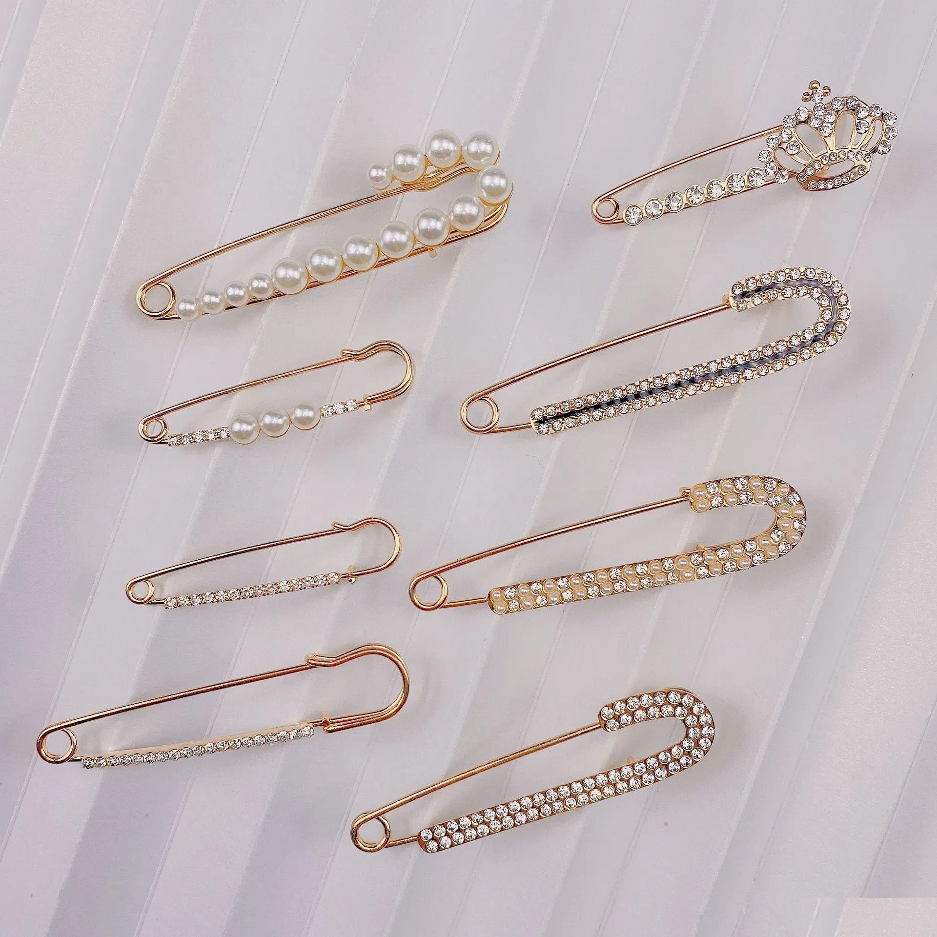 Pins broches criativo pérola strass broche para mulheres requintado anti-reflexo fivela roupas cardigan pinos jóias presente gota entregar 2024226