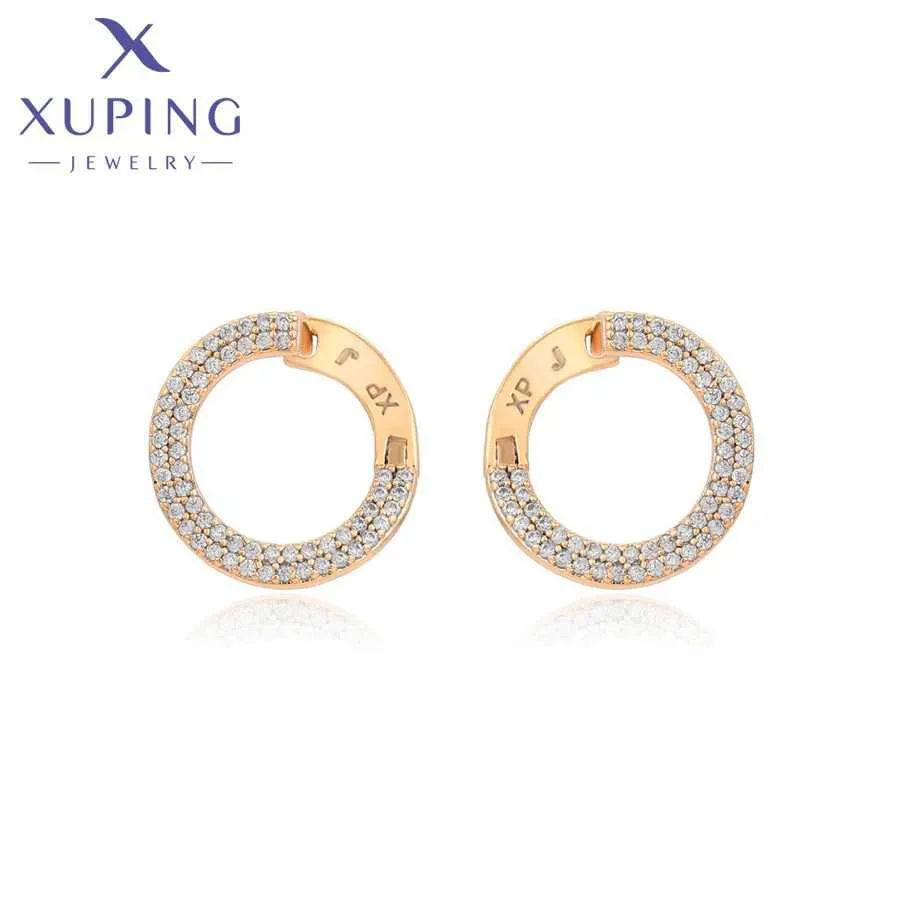 Stud Xuping Jewelry Fashion C5a I Charm Simple Gold Color Earrings for Women Girl Party Copper Alloy Equity Gift X000463287 J240226