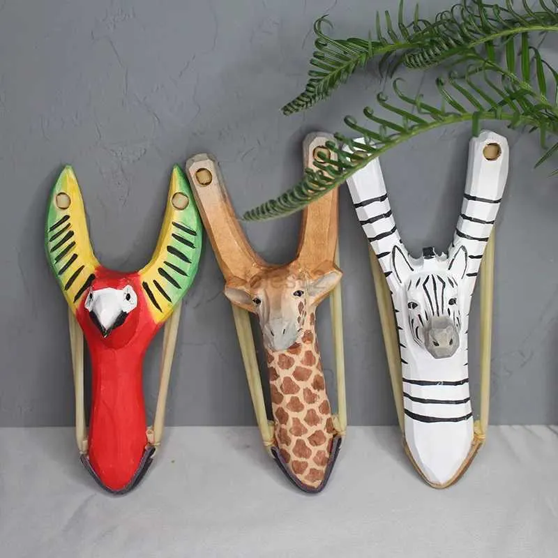 Jacht Katapulten Creatief Houtsnijwerk Dieren Katapult Speelgoed Cartoon Dieren Handgeschilderde Houten Standbeeld Pop Knutselen Kinderen Favoriete Cadeau voor Buiten YQ240226