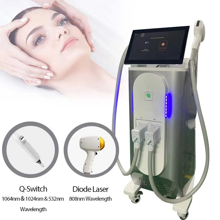 Factory Price 2 in 1 Q switch Diode Ice laser hair removal pico switched nd yag tattoo removal carbon peel skin treatments pigmentation removal machine