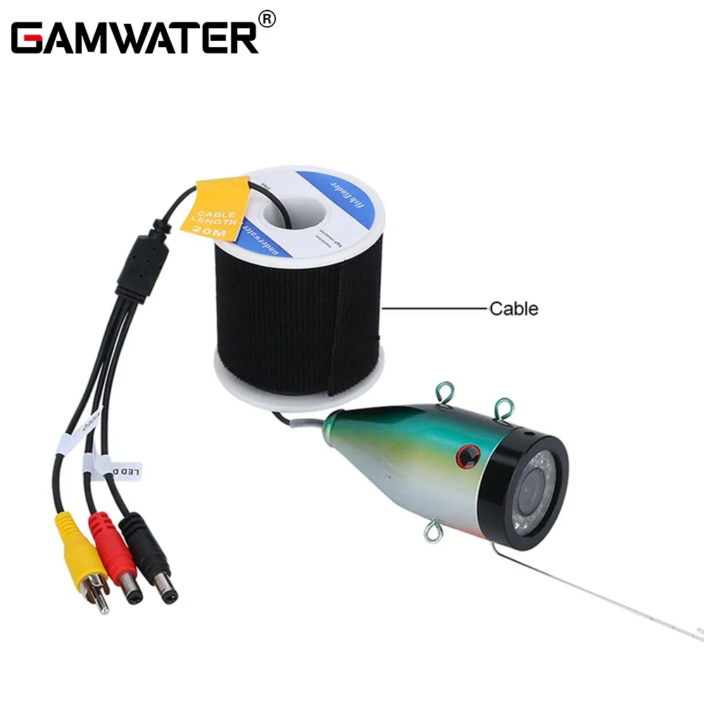 Finders GAMWATER AHD 1080P Caméra de pêche sous-marine avec 15 LED blanches + 15 lampes infrarouges Tête de caméra avec câble
