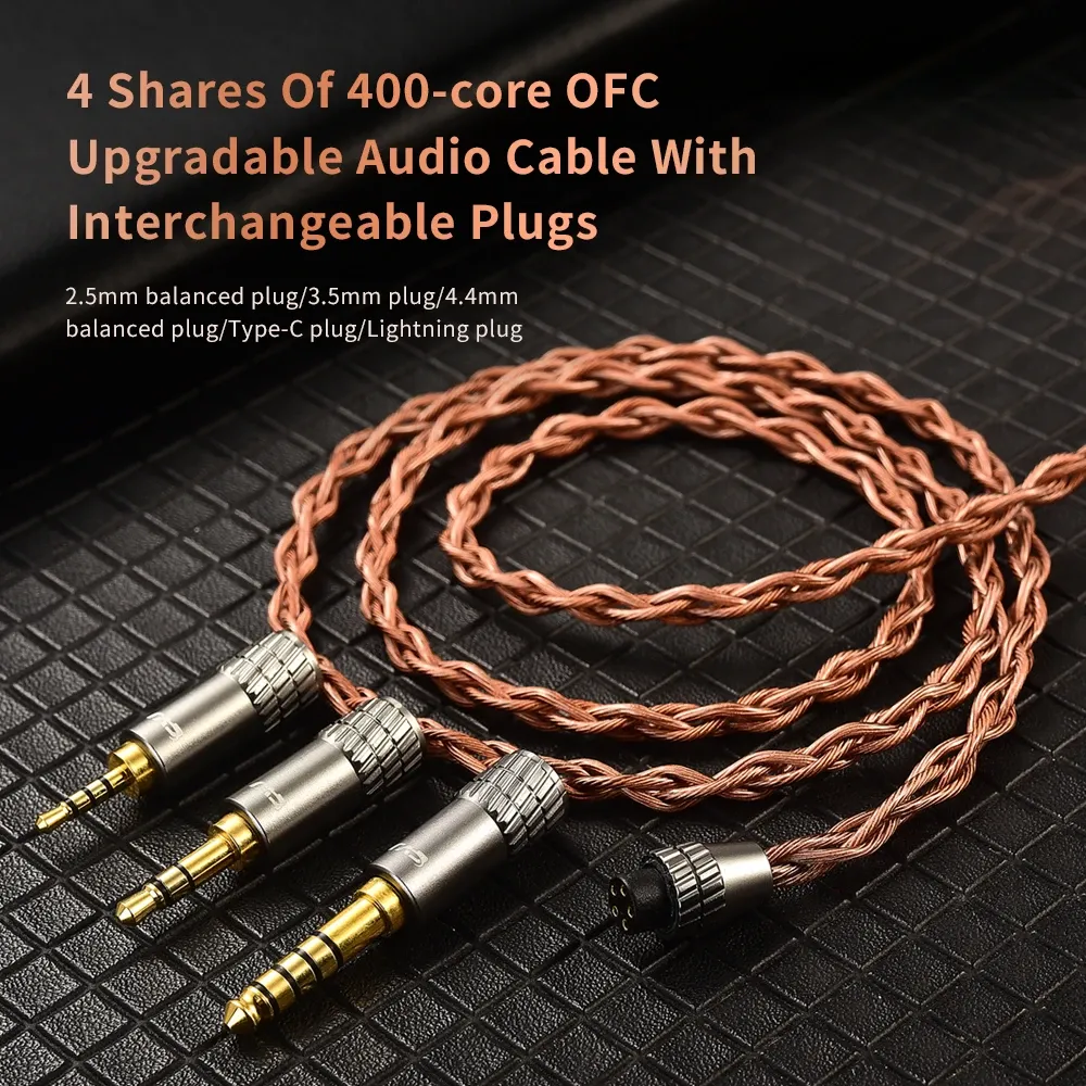 Accessoires OFC Mise à niveau Câble d'écoute audio Métal Hifi fil 2,5 / 3,5 / 4.4 mm 2pin pour QKZ Tiandirenhe CVJ 400 Core