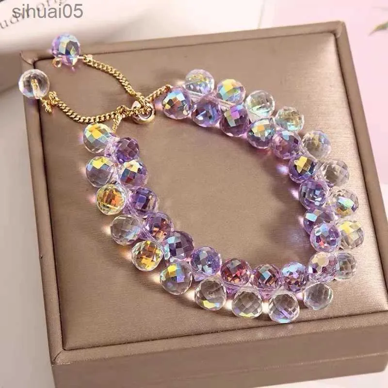 Beaded Uilz mode luxe coloré brillant perlé cristal réglable Bracelet chaîne pour les femmes amitié Bracelets personnalité bijoux YQ240226