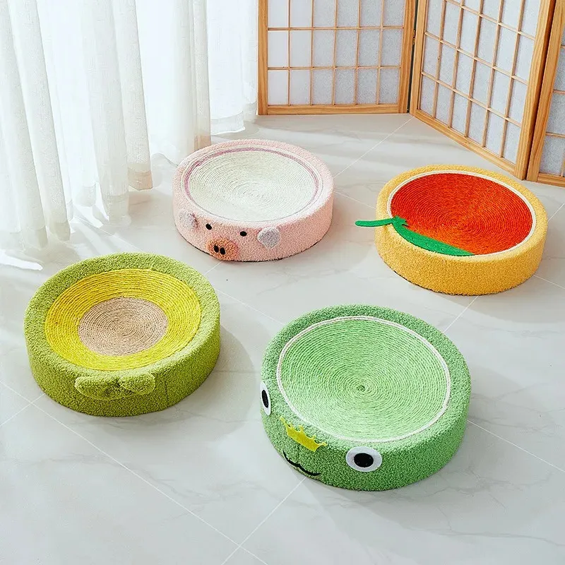 Round Cat Scratcher Pad Sisal Weave Cats Scratching Board 2 I 1 Cat House Slipning Claws Cats Training Toys Furniture Supplies 240220