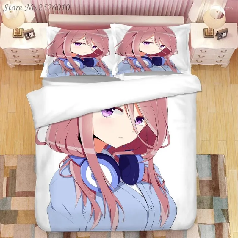 Bedding Sets Anime Nakano Miku 3D Printed Set King Duvet Cover Pillow Case Comforter Bedclothes Bed Linens 02