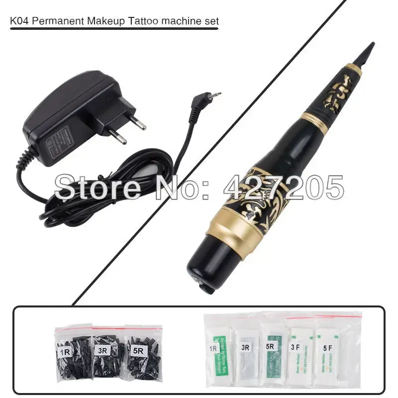 Guns Chuse Permanent Makeup Eyebrow Rotary Tattoo Machine K04 Microblading Pen Kit EU eller US Plugs