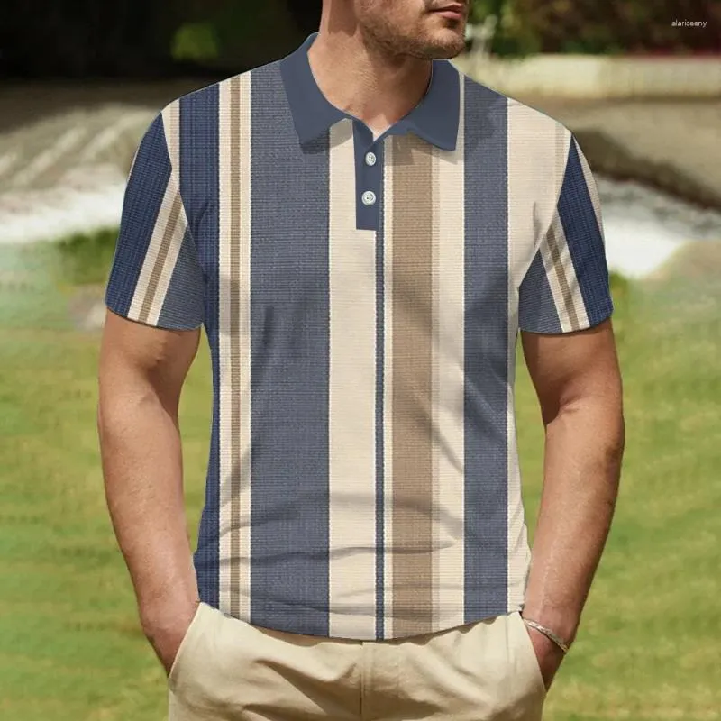 Męskie polo 2024 koszule polo letnie guziki w górę koszulki zwykłe ubranie męskie wakacyjna koszula golfowa 3D Druku
