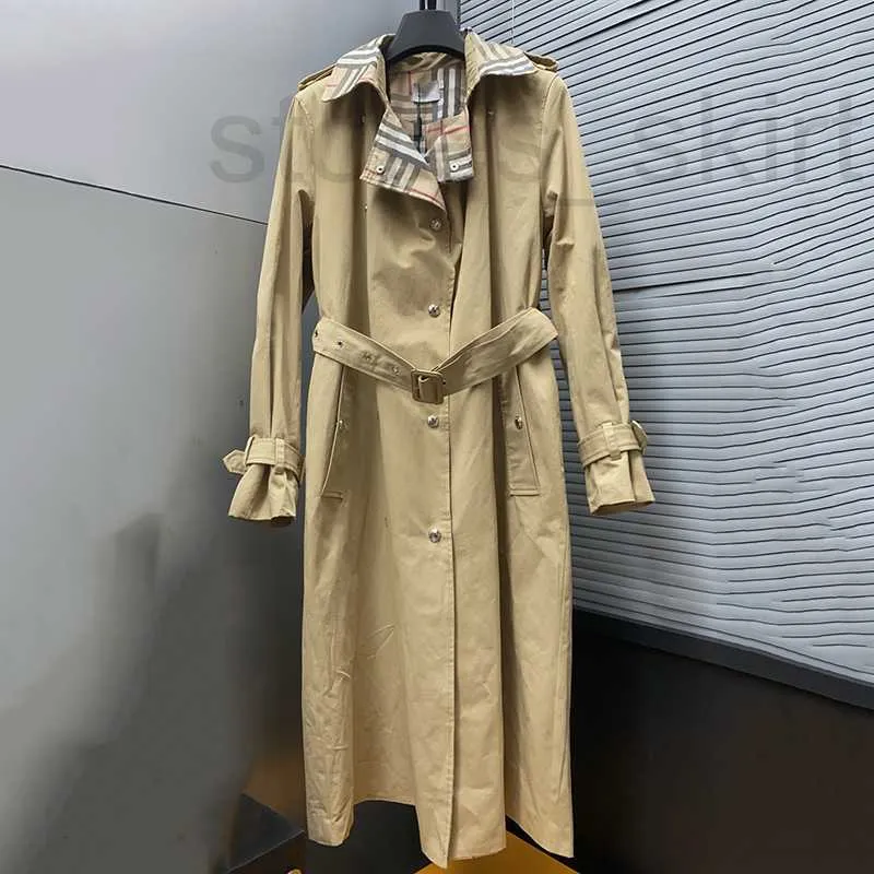 designer trench coat Women windbreaker jackets winter fashion button lattice classic style lady long with belt high quality S M L