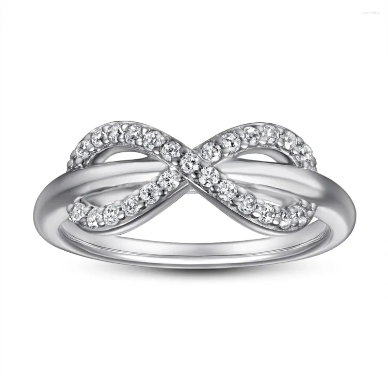 Cluster Rings Fashion Trend S925 Silver Inlaid 5A Zircon Diamond Wedding Ring Row Infinity Symbol