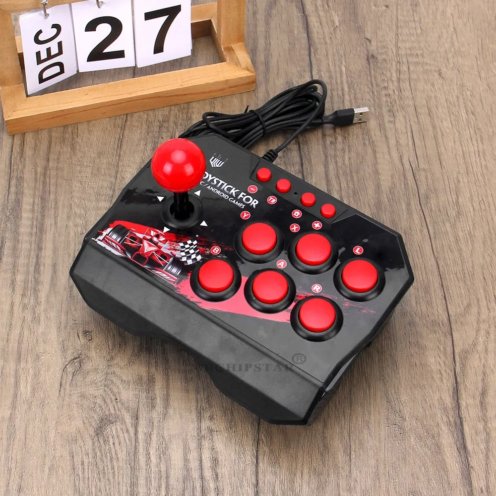 Joysticks 4 In 1 USB Wired Game Joystick Retro Arcade Console Rocker Fighting Controller Gaming Joysticks for PS3/NSwitch/PC/Android TV