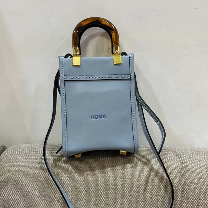 Sunshine mini handväskor handväska kvinnor crossbody axelväskor äkta läder borttagbart rem handtag präglad bokstavstryck vanlig w259c