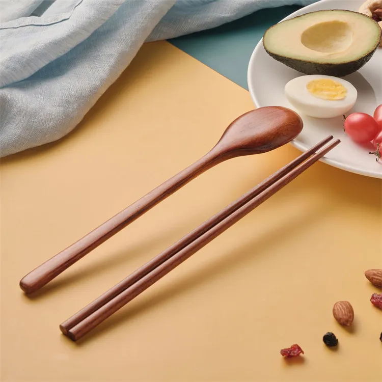 Korean Japanese cuisine spoons chopsticks tableware wooden spoons bento chopsticks outdoor picnic portable 3 piece set of tablewareLT783