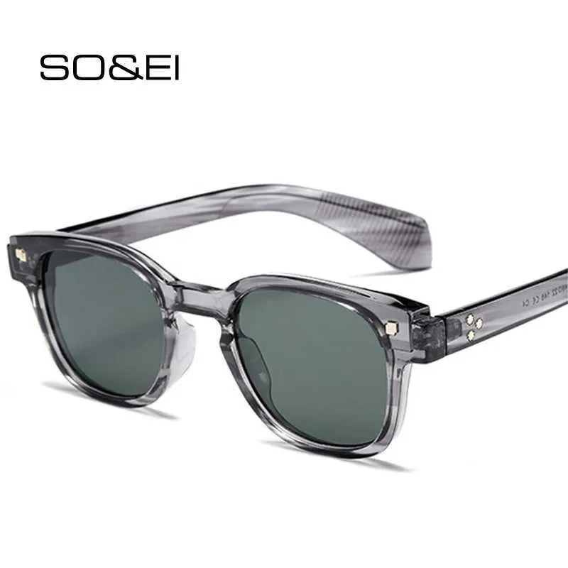 Lunettes de soleil SO EI rétro carré femmes Rivet lunettes de soleil ombre UV400 mode hommes marque Designer Punk dégradé lunettes de soleil J240226