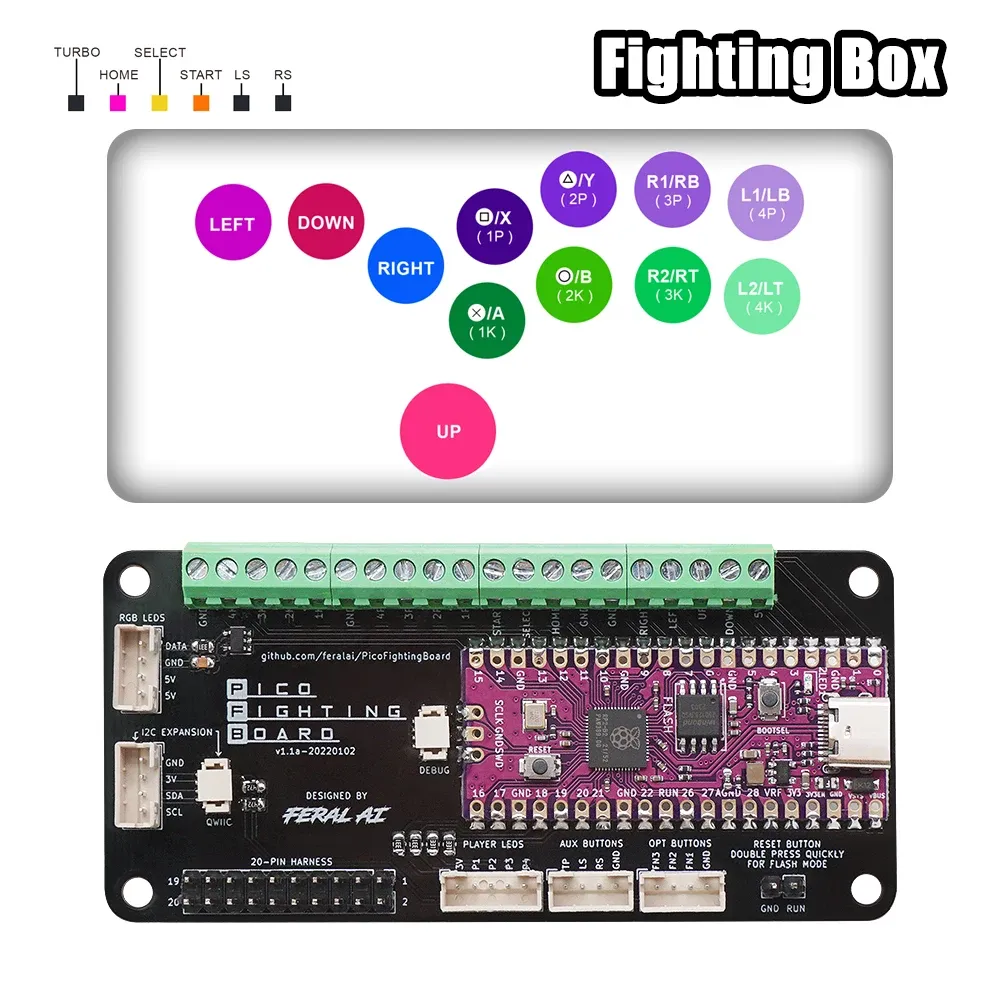 Joysticks Fighting Board GP2040CE basierend auf Raspberry Pico Gamepad Arcade Joystick für Nintendo Switch PS3 PC Hauptsteuermodul Tastatur