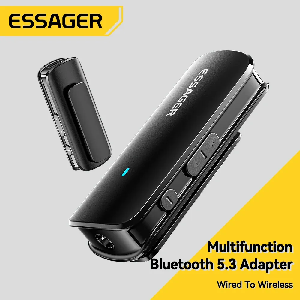 Adapter Essager Multifunktionell Bluetooth 5.3 Adapter 3,5 mm Jack Aux Wireless Adapter Stereo för hörlurar Telefoner TV -bil Audiomottagare