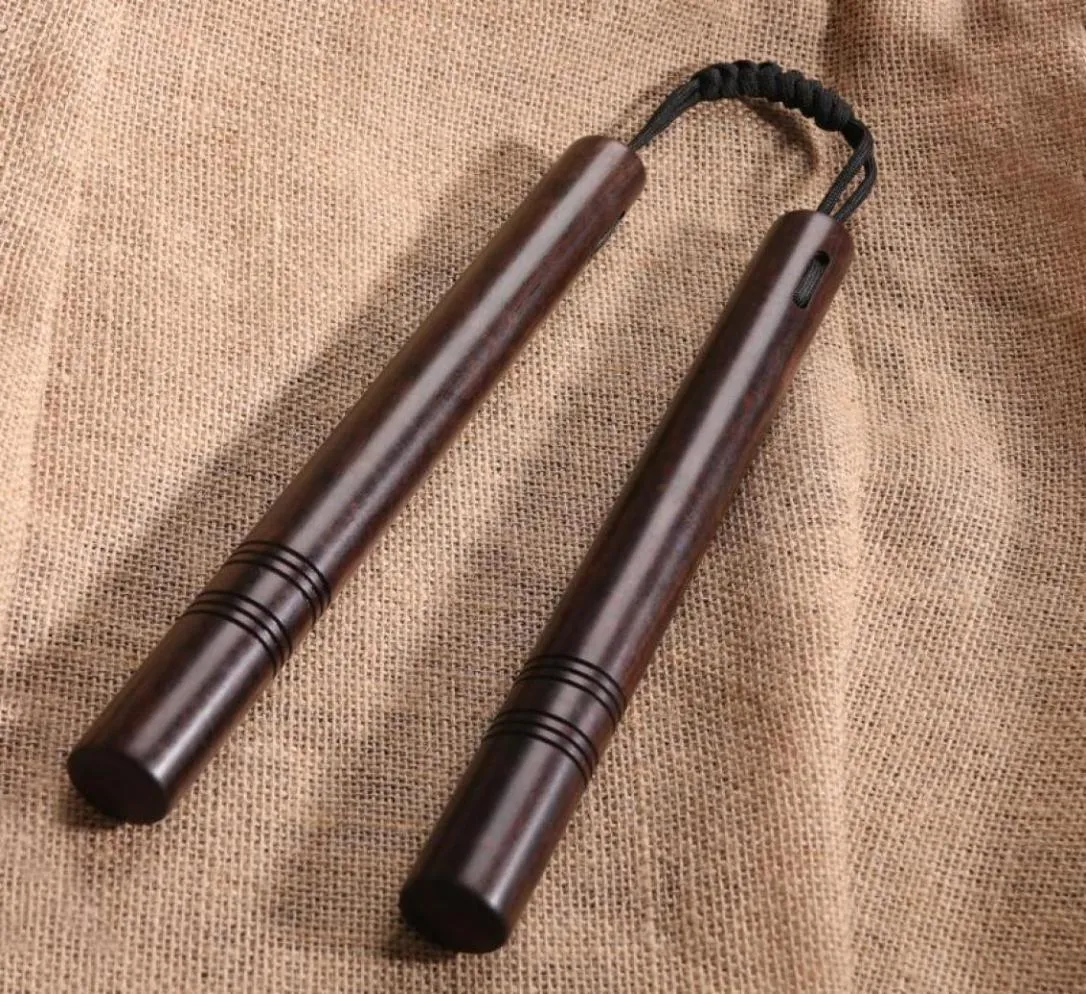 Accessories Solid Wood Blackwood Nunchucks Wooden Actual Combat Performance Rope Nunchaku TwoSection Stick3082202